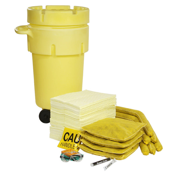 50-gallon HazMat spill kit drum with wheels unpacked