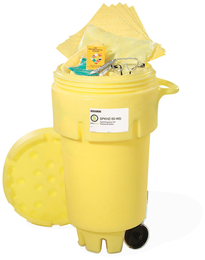 50-gallon HazMat spill kit drum with wheels