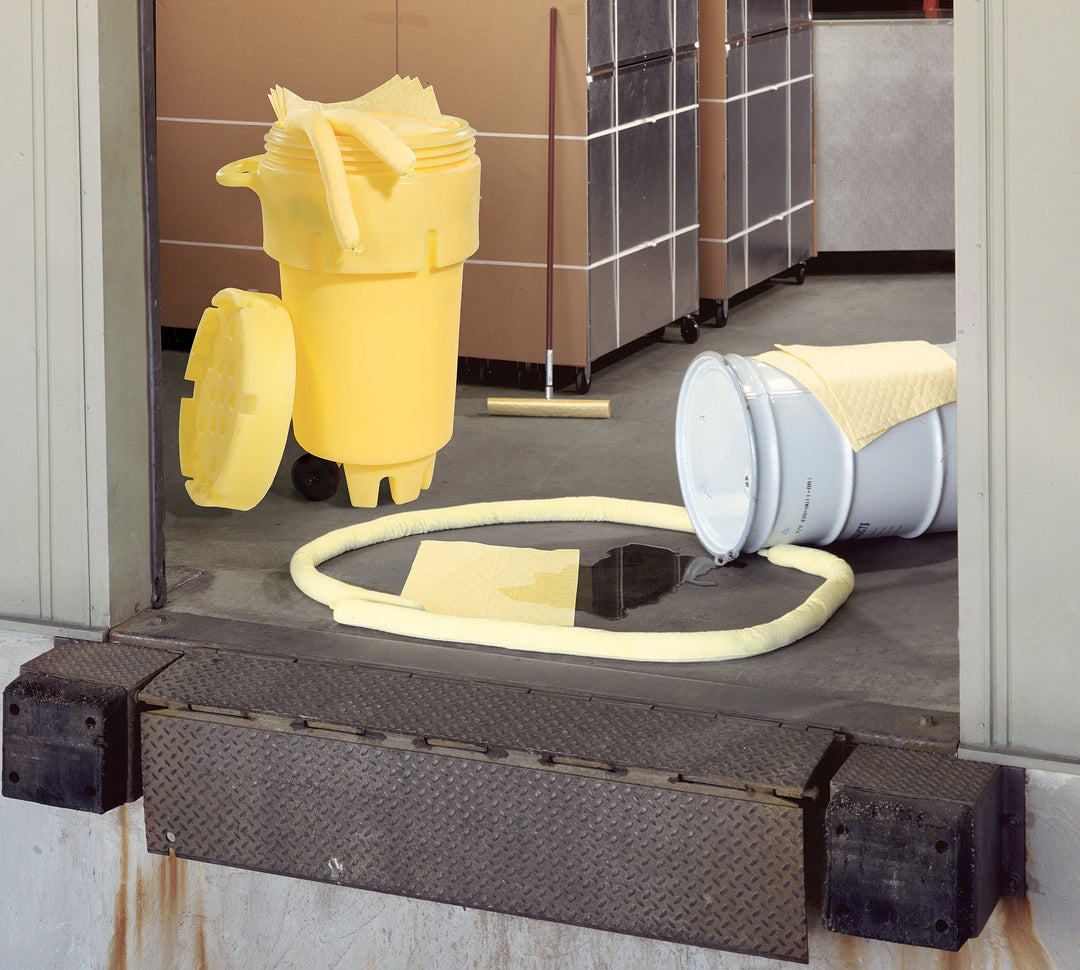 50-gallon HazMat spill kit drum with wheels clean up