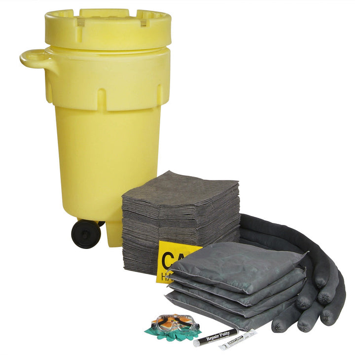 50-gallon Universal spill kit drum with wheels unpacked