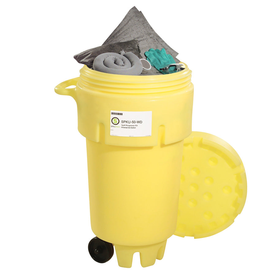 50-gallon Universal spill kit drum with wheels