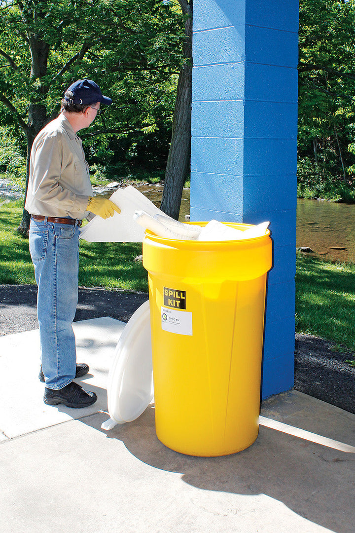 55-gallon Oil-only spill kit guy upacking
