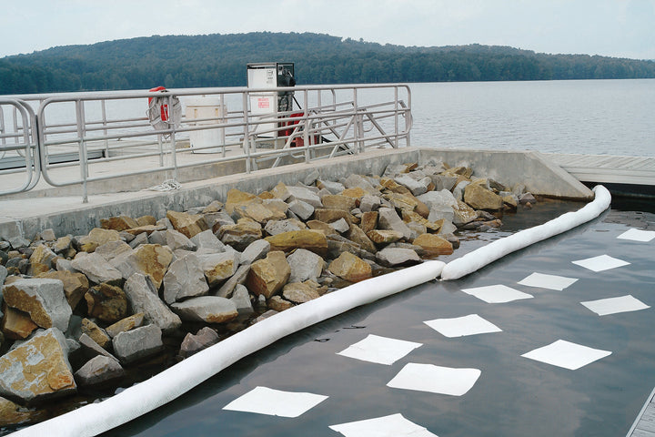 8" x 10' Absorbent Boom dock installation